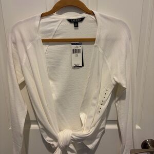 Lauren Ralph Lauren Cream Tie-Front Lightweight Cardigan